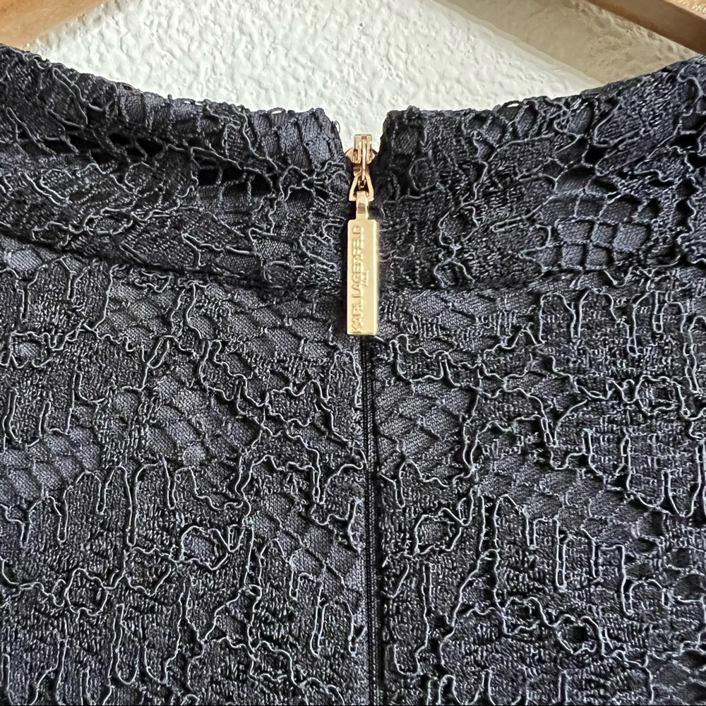 Karl Lagerfield Black Lace Long Sleeve Dress - Picture 6 of 7